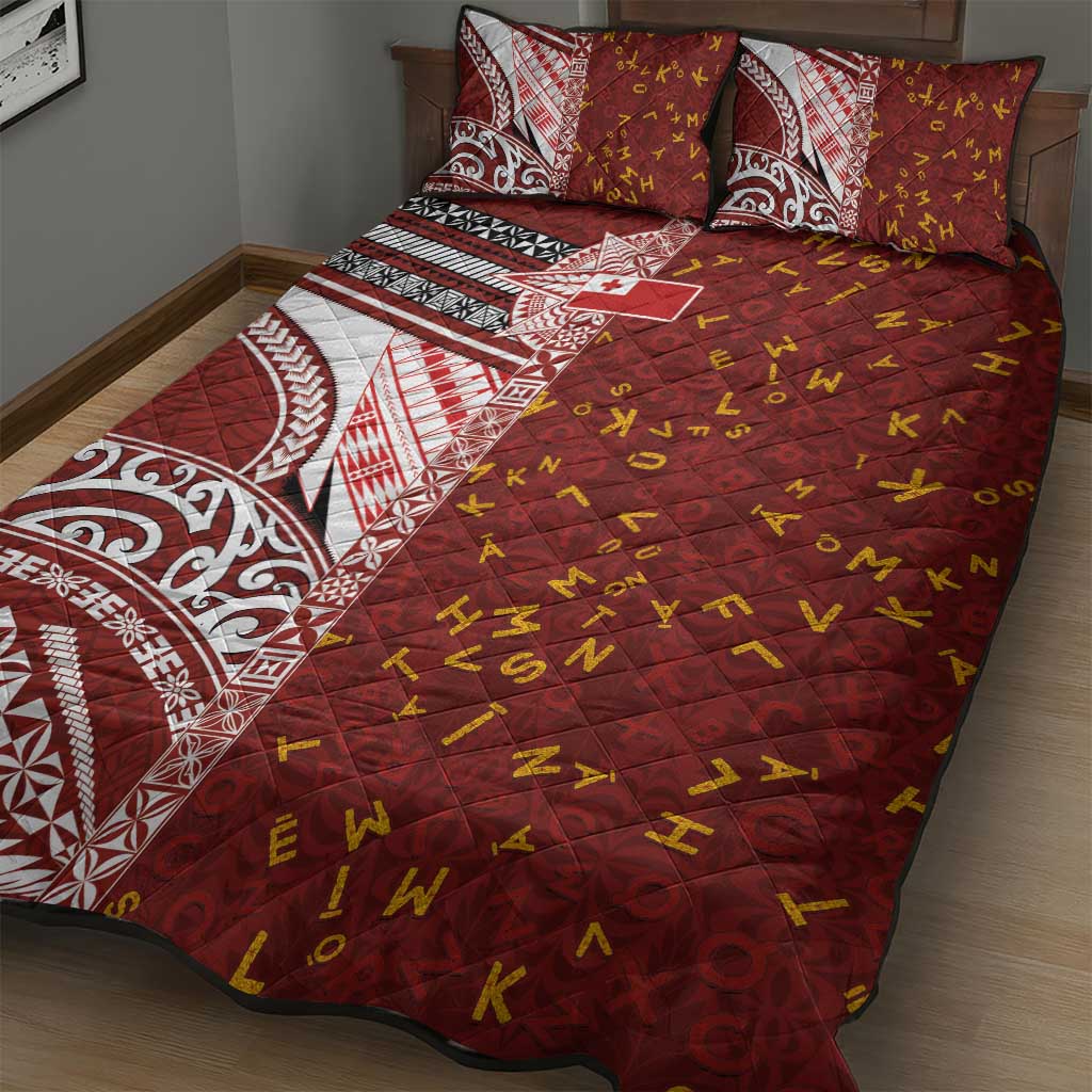 Tonga Language Week Quilt Bed Set Ngatu Pattern and Tongan Alphabet - Polynesian Pride