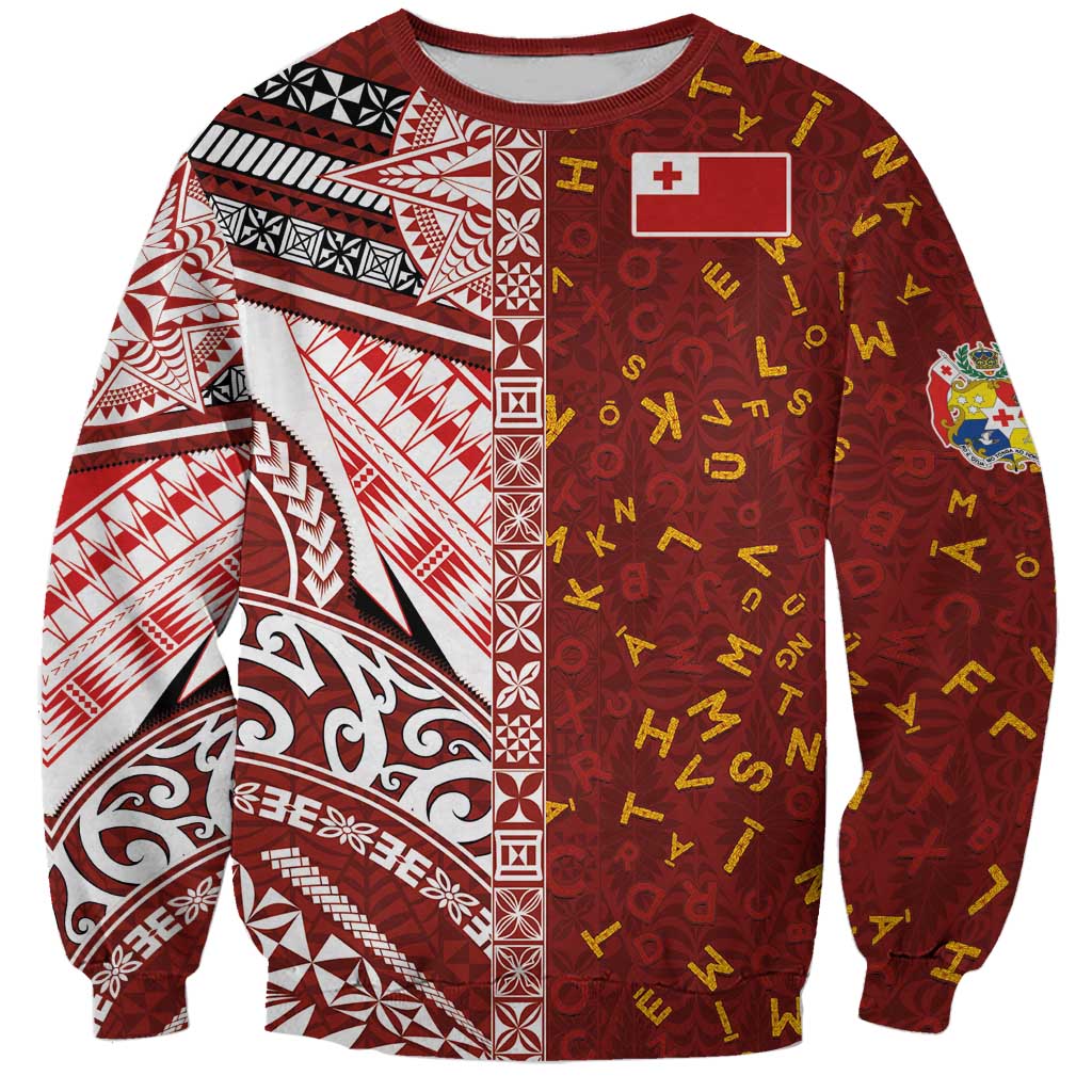 Tonga Language Week Sweatshirt Ngatu Pattern and Tongan Alphabet - Polynesian Pride