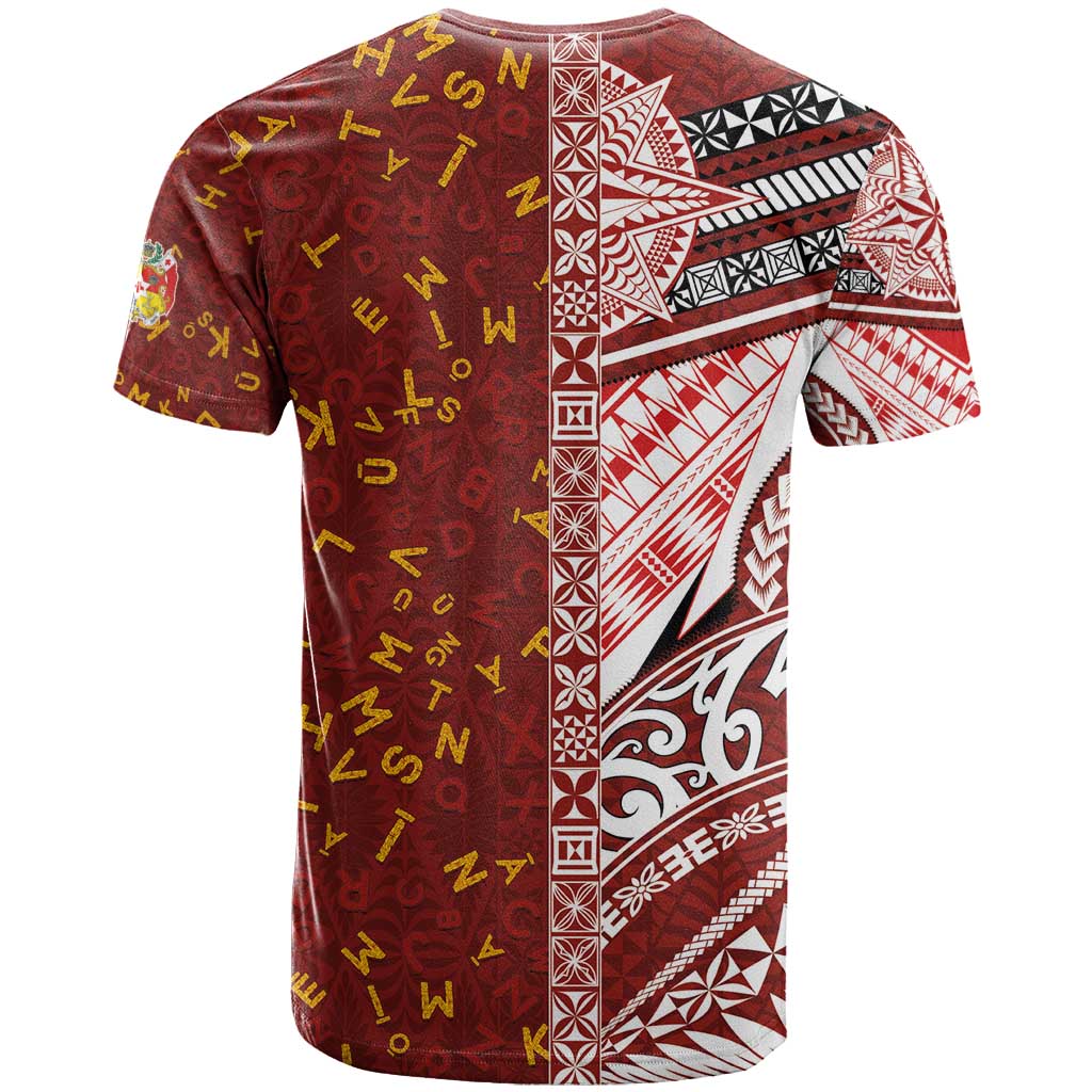 Tonga Language Week T Shirt Ngatu Pattern and Tongan Alphabet - Polynesian Pride