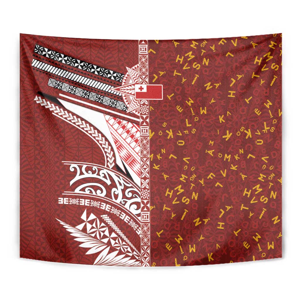Tonga Language Week Tapestry Ngatu Pattern and Tongan Alphabet - Polynesian Pride