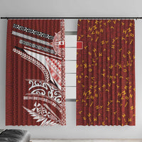 Tonga Language Week Window Curtain Ngatu Pattern and Tongan Alphabet - Polynesian Pride