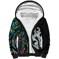 New Zealand Sherpa Hoodie Silver Fern and Manaia with Papua Shell Maori Tribal LT03 Unisex White - Polynesian Pride