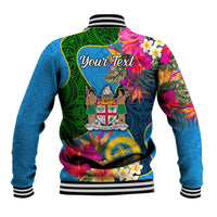 Personalised Malampa Fiji Day Baseball Jacket Tropical Plants Mix Polynesian and Tapa Pattern LT03 - Polynesian Pride