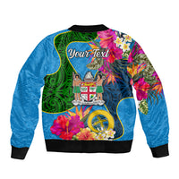 Personalised Malampa Fiji Day Bomber Jacket Tropical Plants Mix Polynesian and Tapa Pattern LT03 - Polynesian Pride
