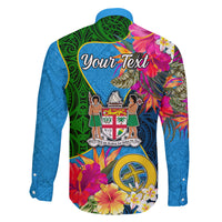 Personalised Malampa Fiji Day Family Matching Long Sleeve Bodycon Dress and Hawaiian Shirt Tropical Plants Mix Polynesian and Tapa Pattern LT03 - Polynesian Pride