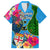 Personalised Malampa Fiji Day Family Matching Off Shoulder Short Dress and Hawaiian Shirt Tropical Plants Mix Polynesian and Tapa Pattern LT03 Dad's Shirt - Short Sleeve Blue - Polynesian Pride