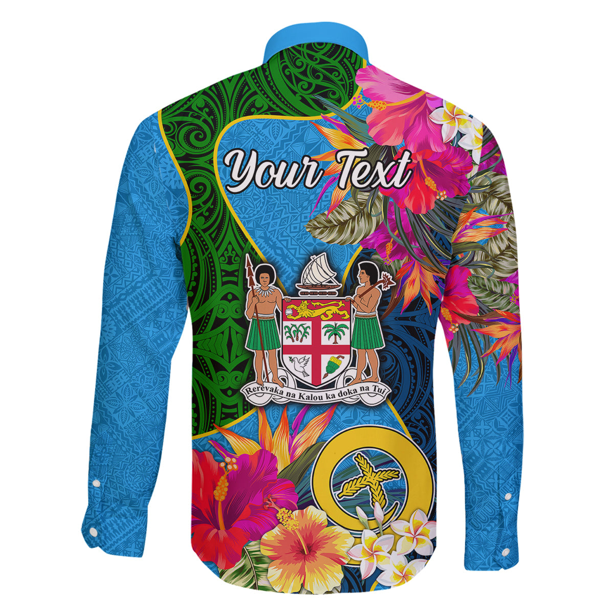 Personalised Malampa Fiji Day Family Matching Short Sleeve Bodycon Dress and Hawaiian Shirt Tropical Plants Mix Polynesian and Tapa Pattern LT03 - Polynesian Pride