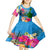 Personalised Malampa Fiji Day Kid Short Sleeve Dress Tropical Plants Mix Polynesian and Tapa Pattern LT03 - Polynesian Pride