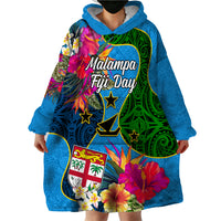 Personalised Malampa Fiji Day Wearable Blanket Hoodie Tropical Plants Mix Polynesian and Tapa Pattern LT03 - Polynesian Pride