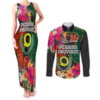 Penama Day Couples Matching Tank Maxi Dress and Long Sleeve Button Shirts Proud To Be A Ni-Van Beauty Pacific Flower LT03 Black - Polynesian Pride