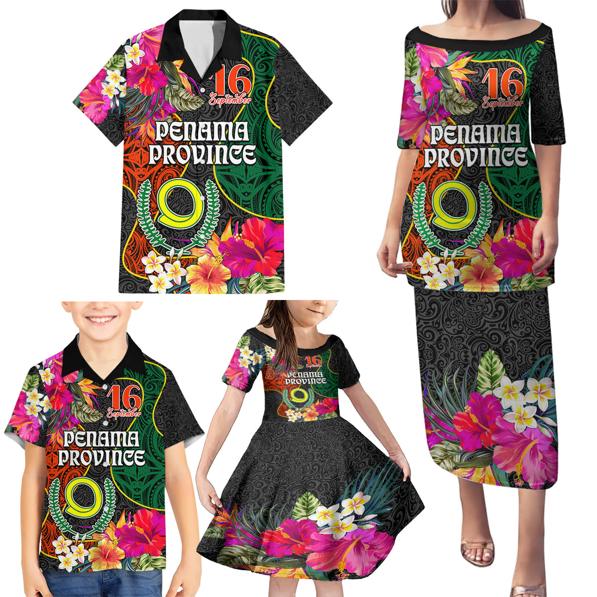 Penama Day Family Matching Puletasi Dress and Hawaiian Shirt Proud To Be A Ni-Van Beauty Pacific Flower LT03 Black - Polynesian Pride