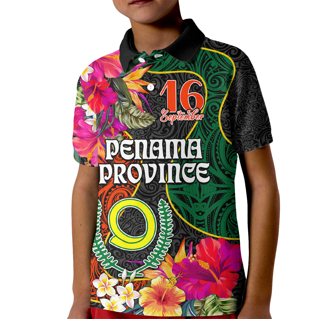 Penama Day Kid Polo Shirt Proud To Be A Ni-Van Beauty Pacific Flower LT03 Kid Black - Polynesian Pride