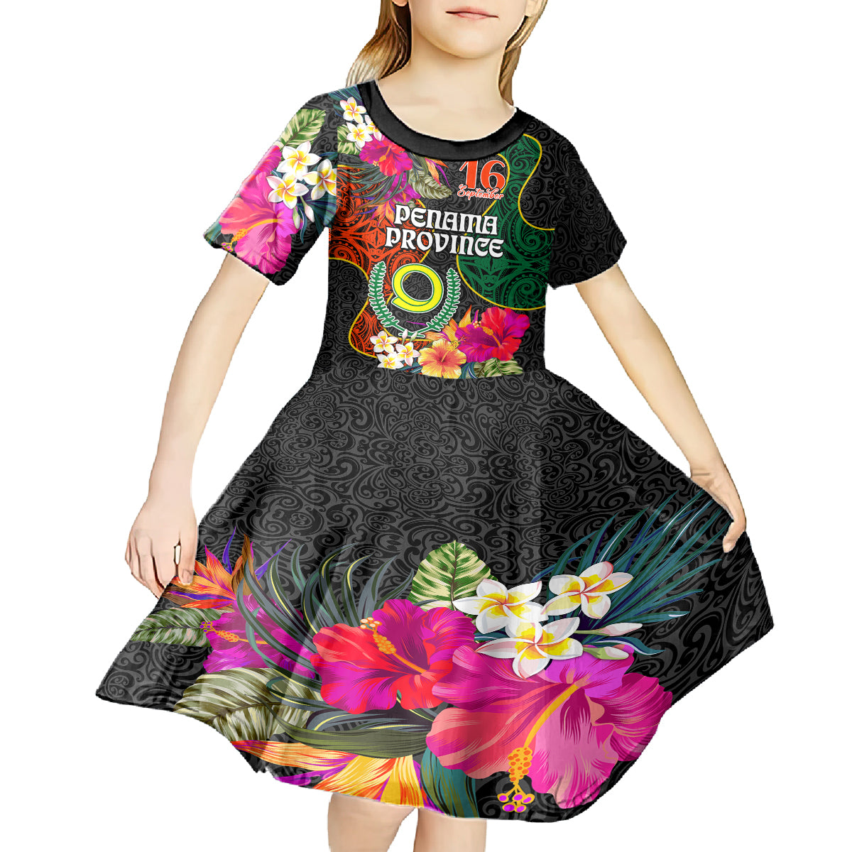 Penama Day Kid Short Sleeve Dress Proud To Be A Ni-Van Beauty Pacific Flower LT03 - Polynesian Pride