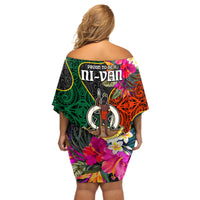 Penama Day Off Shoulder Short Dress Proud To Be A Ni-Van Beauty Pacific Flower LT03 - Polynesian Pride