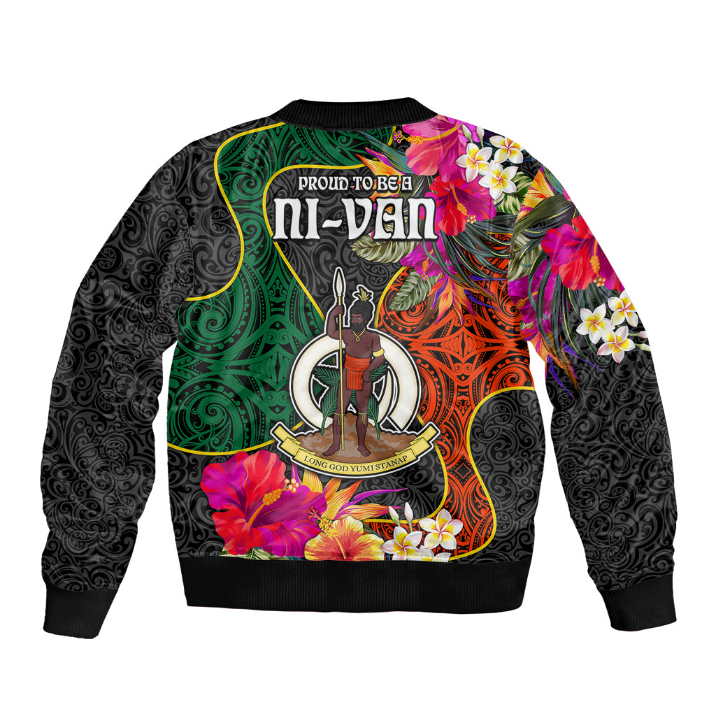 Penama Day Sleeve Zip Bomber Jacket Proud To Be A Ni-Van Beauty Pacific Flower LT03 - Polynesian Pride