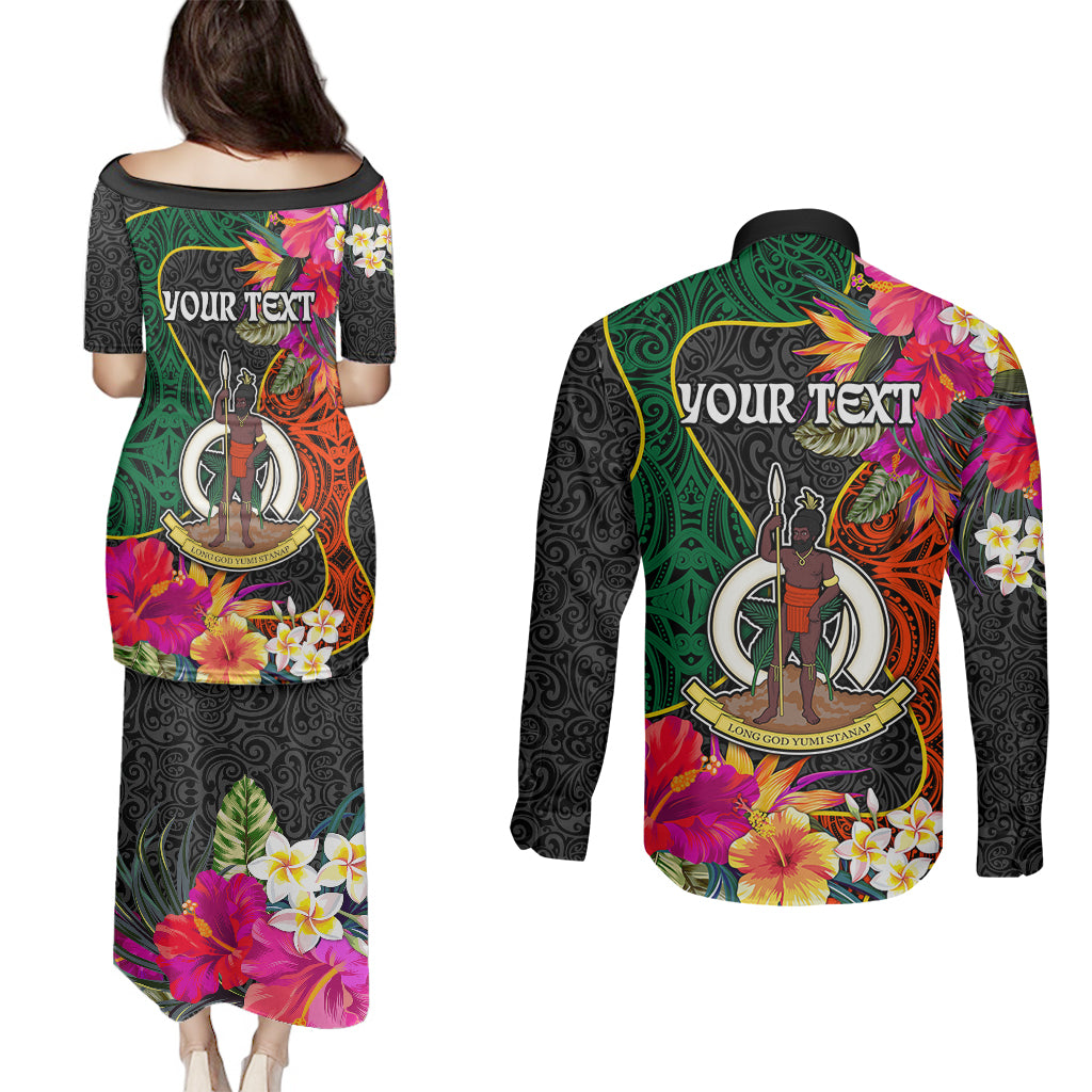 Personalised Penama Day Couples Matching Puletasi Dress and Long Sleeve Button Shirts Proud To Be A Ni-Van Beauty Pacific Flower LT03 - Polynesian Pride