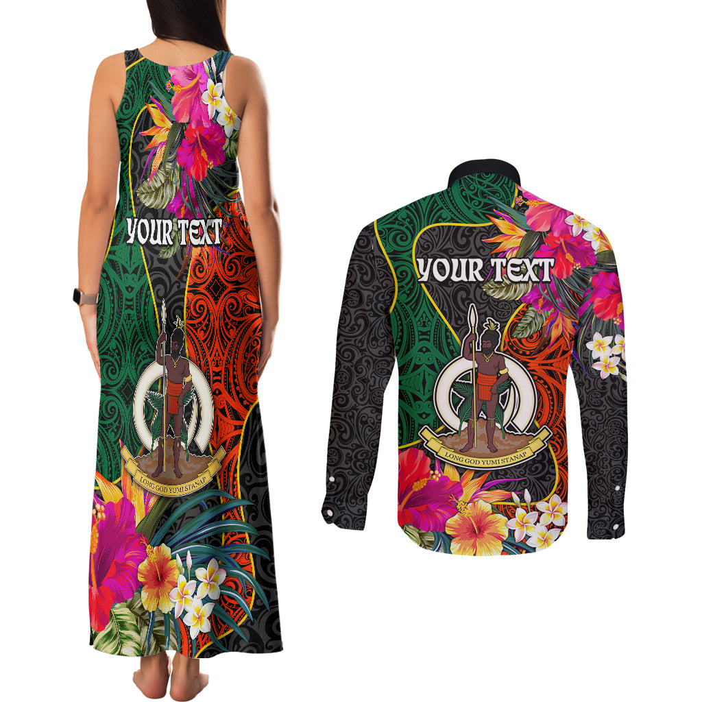 Personalised Penama Day Couples Matching Tank Maxi Dress and Long Sleeve Button Shirts Proud To Be A Ni-Van Beauty Pacific Flower LT03 - Polynesian Pride
