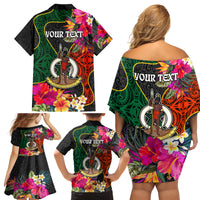 Personalised Penama Day Family Matching Off Shoulder Short Dress and Hawaiian Shirt Proud To Be A Ni-Van Beauty Pacific Flower LT03 - Polynesian Pride