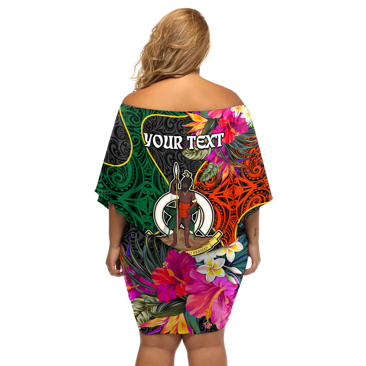 Personalised Penama Day Off Shoulder Short Dress Proud To Be A Ni-Van Beauty Pacific Flower LT03 - Polynesian Pride