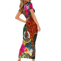 Personalised Penama Day Short Sleeve Bodycon Dress Proud To Be A Ni-Van Beauty Pacific Flower LT03 - Polynesian Pride