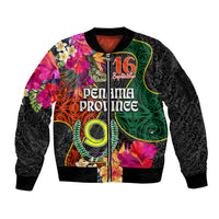 Personalised Penama Day Sleeve Zip Bomber Jacket Proud To Be A Ni-Van Beauty Pacific Flower LT03 Unisex Black - Polynesian Pride