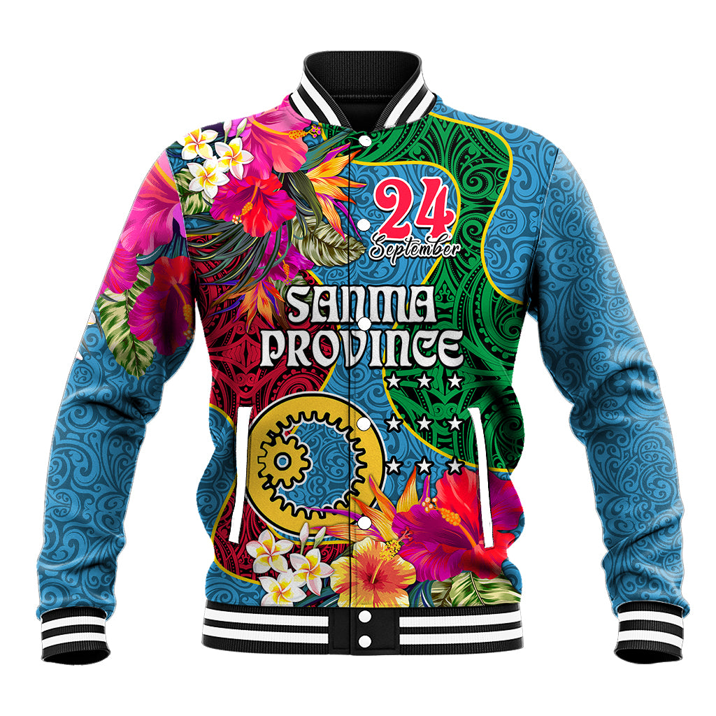 Sanma Day Baseball Jacket Proud To Be A Ni-Van Beauty Pacific Flower LT03 Unisex Blue - Polynesian Pride