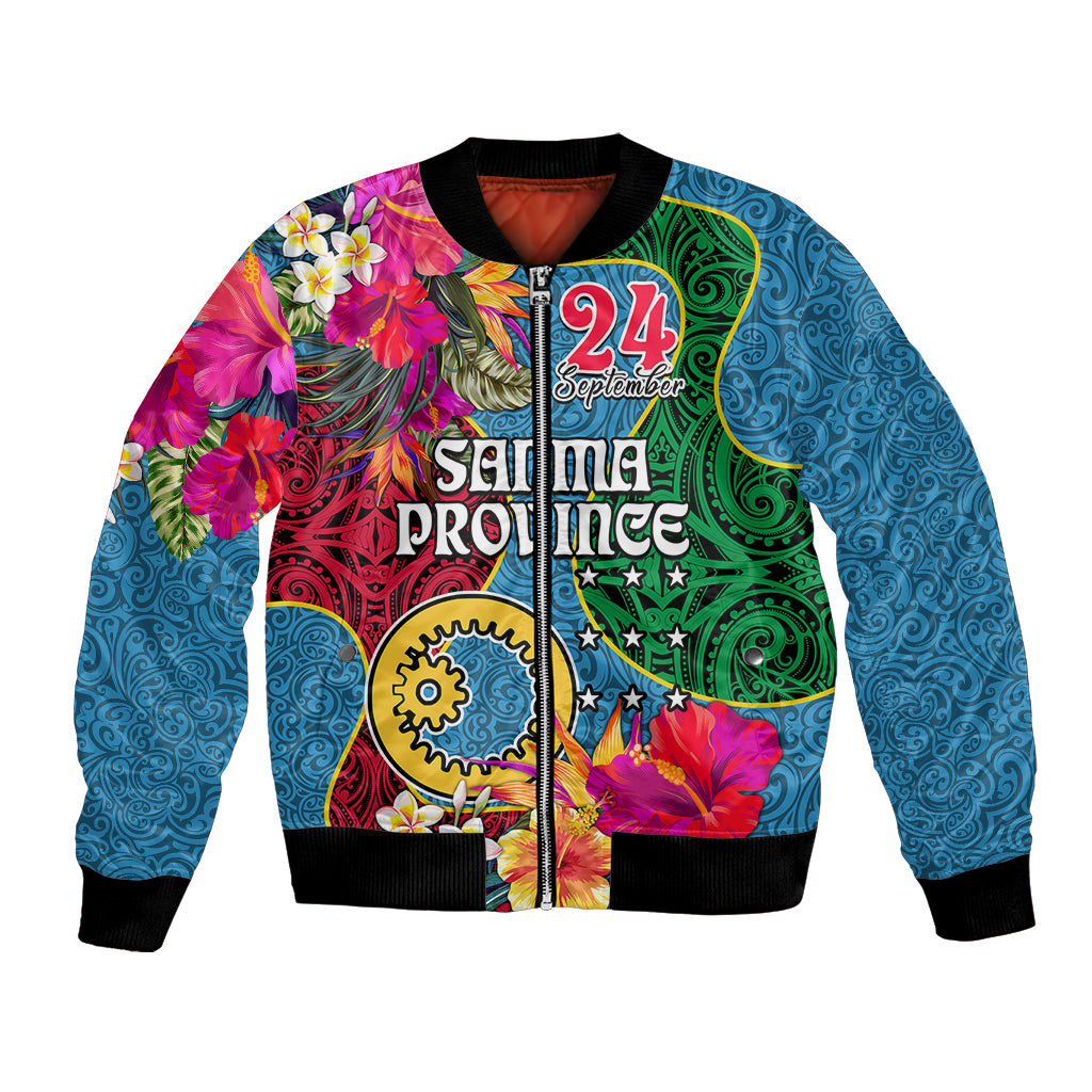 Sanma Day Bomber Jacket Proud To Be A Ni-Van Beauty Pacific Flower LT03 Unisex Blue - Polynesian Pride