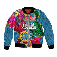 Sanma Day Bomber Jacket Proud To Be A Ni-Van Beauty Pacific Flower LT03 Unisex Blue - Polynesian Pride
