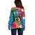 Sanma Day Off Shoulder Sweater Proud To Be A Ni-Van Beauty Pacific Flower LT03 - Polynesian Pride