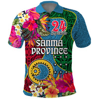 Sanma Day Polo Shirt Proud To Be A Ni-Van Beauty Pacific Flower LT03 Blue - Polynesian Pride