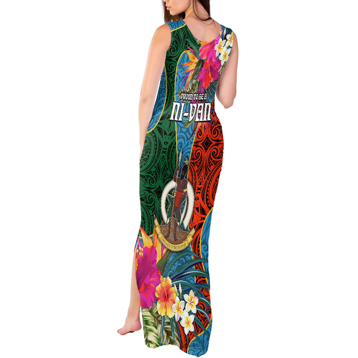 Sanma Day Tank Maxi Dress Proud To Be A Ni-Van Beauty Pacific Flower LT03 - Polynesian Pride