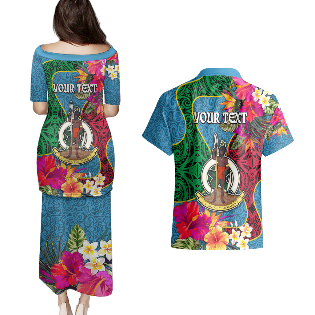 Personalised Sanma Day Couples Matching Puletasi Dress and Hawaiian Shirt Proud To Be A Ni-Van Beauty Pacific Flower LT03 - Polynesian Pride