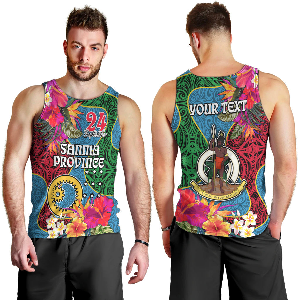 Personalised Sanma Day Men Tank Top Proud To Be A Ni-Van Beauty Pacific Flower LT03 - Polynesian Pride