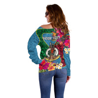 Personalised Sanma Day Off Shoulder Sweater Proud To Be A Ni-Van Beauty Pacific Flower LT03 - Polynesian Pride