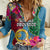 Personalised Sanma Day Women Casual Shirt Proud To Be A Ni-Van Beauty Pacific Flower LT03 Female Blue - Polynesian Pride