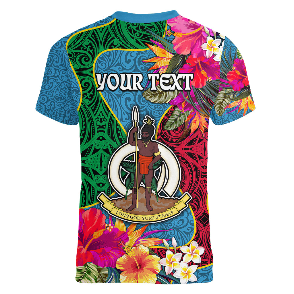 Personalised Sanma Day Women V Neck T Shirt Proud To Be A Ni-Van Beauty Pacific Flower LT03 - Polynesian Pride