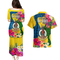Malampa Day Couples Matching Puletasi Dress and Hawaiian Shirt Proud To Be A Ni-Van Beauty Pacific Flower LT03 - Polynesian Pride