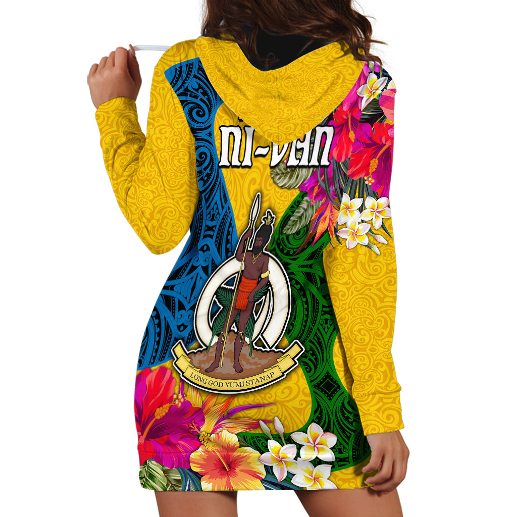 Malampa Day Hoodie Dress Proud To Be A Ni-Van Beauty Pacific Flower LT03 - Polynesian Pride