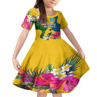 Malampa Day Kid Short Sleeve Dress Proud To Be A Ni-Van Beauty Pacific Flower LT03 KID Yellow - Polynesian Pride