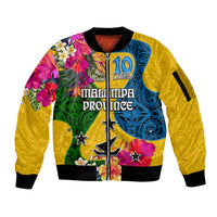 Malampa Day Sleeve Zip Bomber Jacket Proud To Be A Ni-Van Beauty Pacific Flower LT03 Unisex Yellow - Polynesian Pride