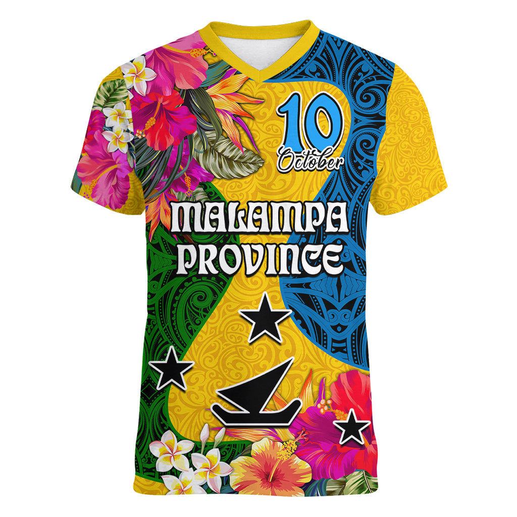 Malampa Day Women V Neck T Shirt Proud To Be A Ni-Van Beauty Pacific Flower LT03 Female Yellow - Polynesian Pride