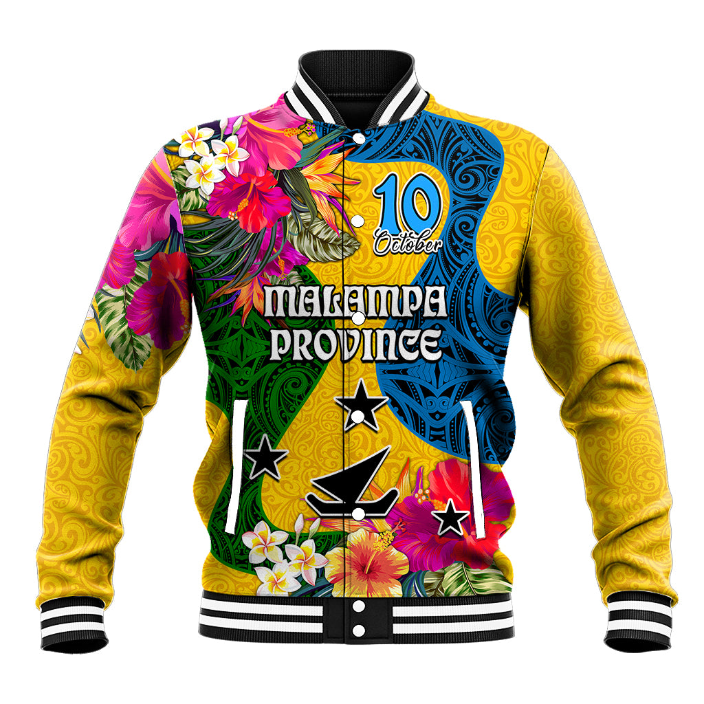 Personalised Malampa Day Baseball Jacket Proud To Be A Ni-Van Beauty Pacific Flower LT03 Unisex Yellow - Polynesian Pride