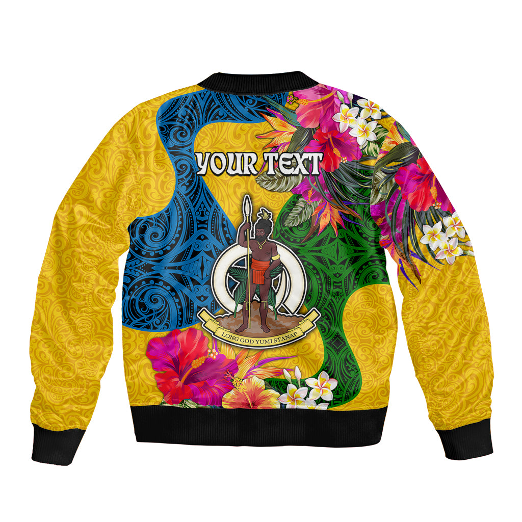 Personalised Malampa Day Bomber Jacket Proud To Be A Ni-Van Beauty Pacific Flower LT03 - Polynesian Pride
