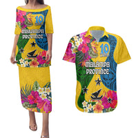 Personalised Malampa Day Couples Matching Puletasi Dress and Hawaiian Shirt Proud To Be A Ni-Van Beauty Pacific Flower LT03 Yellow - Polynesian Pride