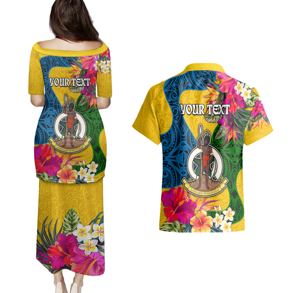 Personalised Malampa Day Couples Matching Puletasi Dress and Hawaiian Shirt Proud To Be A Ni-Van Beauty Pacific Flower LT03 - Polynesian Pride
