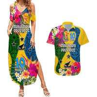 Personalised Malampa Day Couples Matching Summer Maxi Dress and Hawaiian Shirt Proud To Be A Ni-Van Beauty Pacific Flower LT03 Yellow - Polynesian Pride