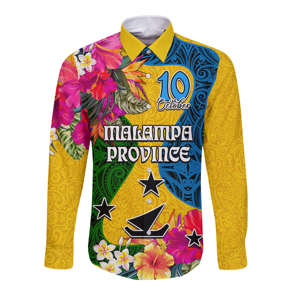 Personalised Malampa Day Long Sleeve Button Shirt Proud To Be A Ni-Van Beauty Pacific Flower LT03 Unisex Yellow - Polynesian Pride