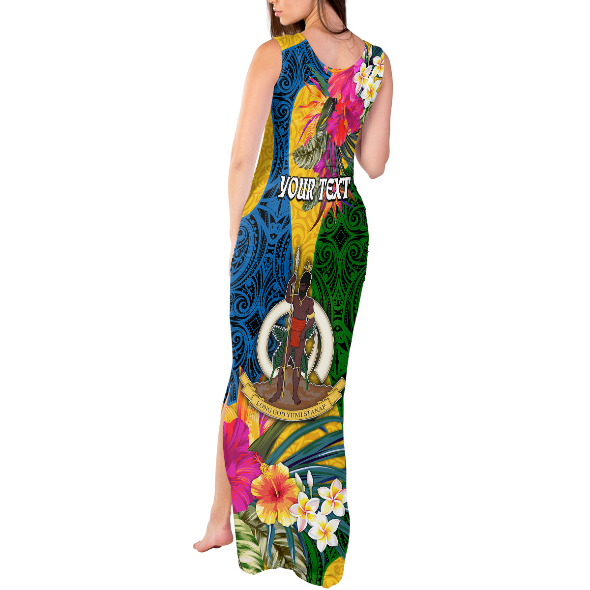 Personalised Malampa Day Tank Maxi Dress Proud To Be A Ni-Van Beauty Pacific Flower LT03 - Polynesian Pride