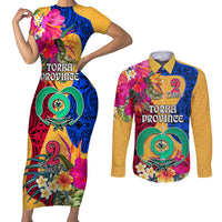 Torba Day Couples Matching Short Sleeve Bodycon Dress and Long Sleeve Button Shirts Proud To Be A Ni-Van Beauty Pacific Flower LT03 Yellow - Polynesian Pride