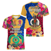 Torba Day Women V Neck T Shirt Proud To Be A Ni-Van Beauty Pacific Flower LT03 - Polynesian Pride